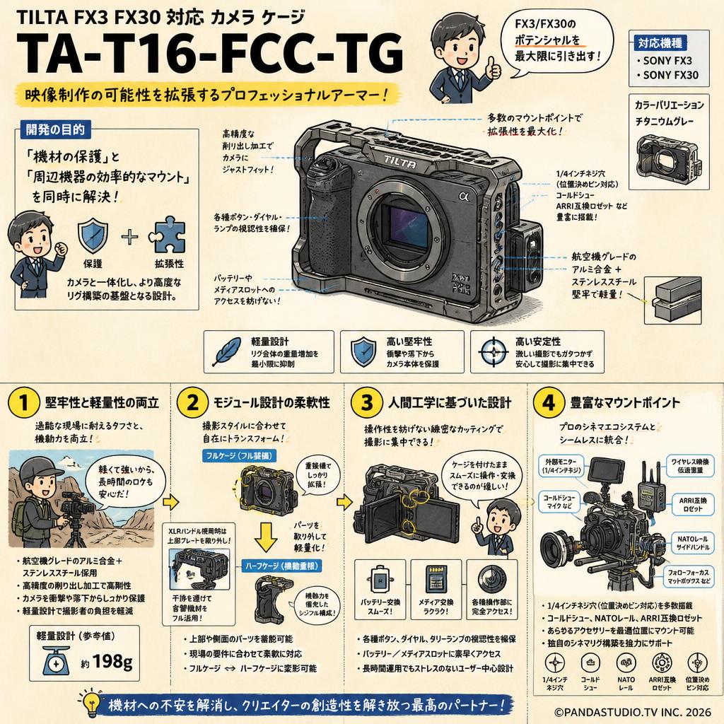 TILTA FX3 FX30 対応 カメラ ケージ TA-T16-FCC-TG 概要