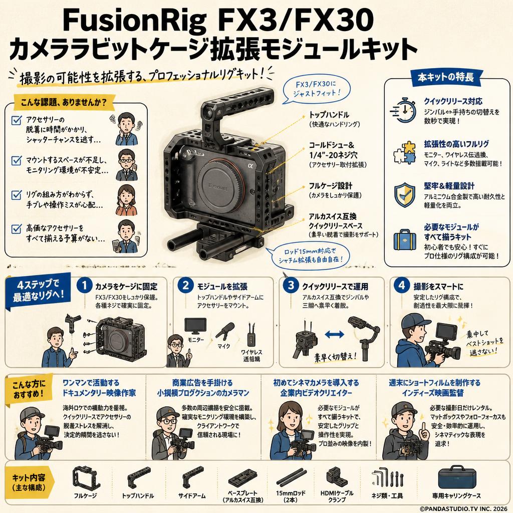 FusionRig FX3/FX30 カメララビットケージ拡張モジュールキット おもな対象のお客様