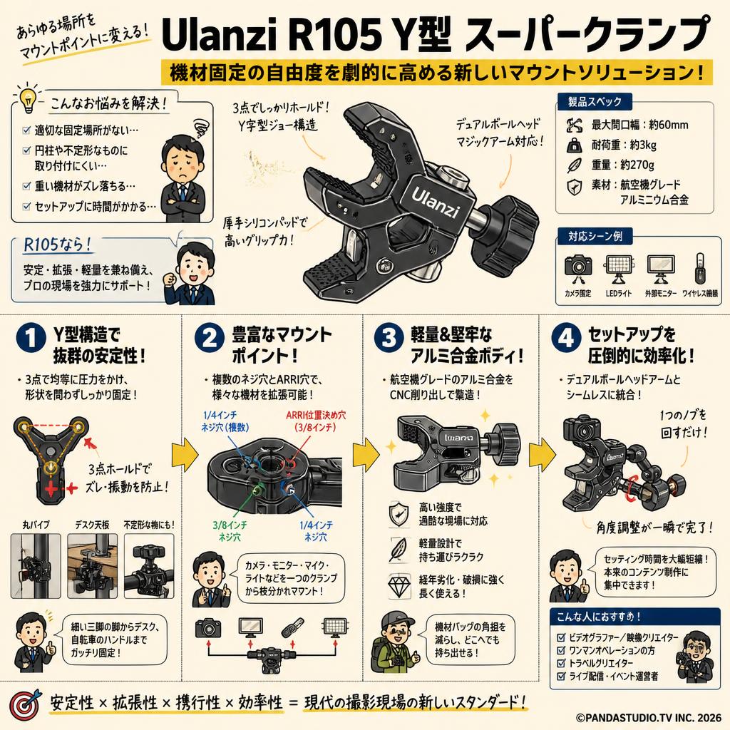 Ulanzi R105 Y型 スーパークランプ 概要