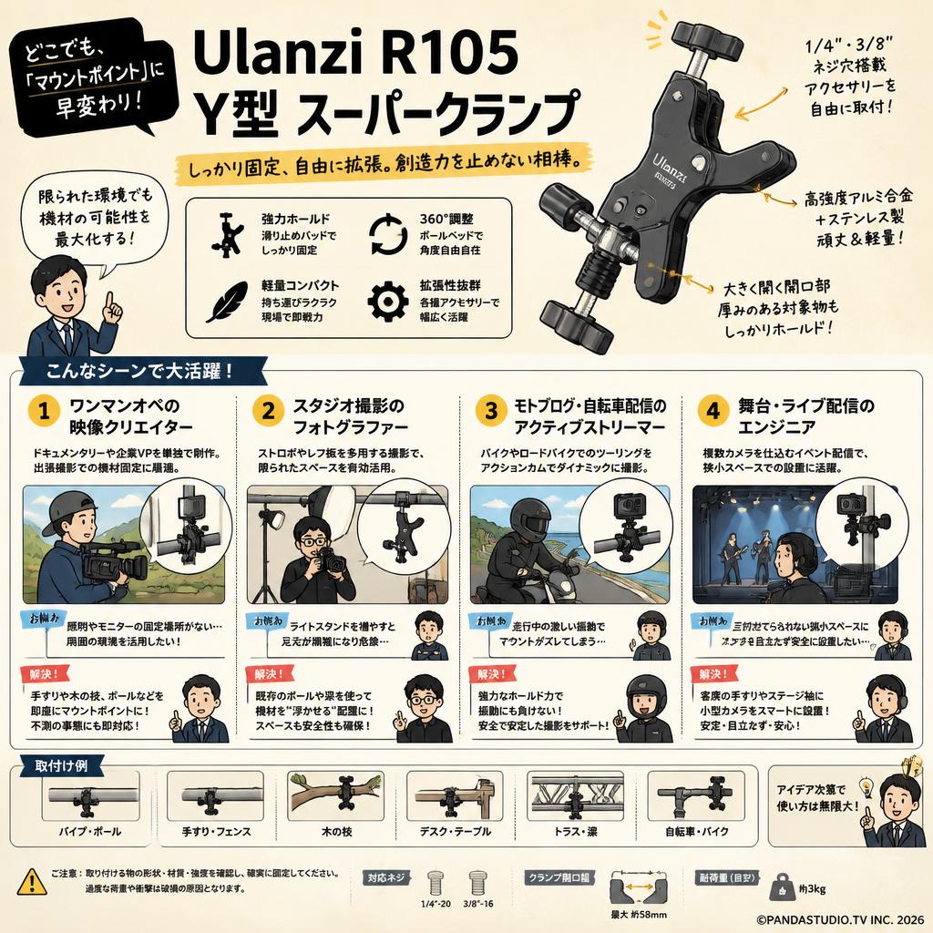 Ulanzi R105 Y型 スーパークランプ おもな対象のお客様