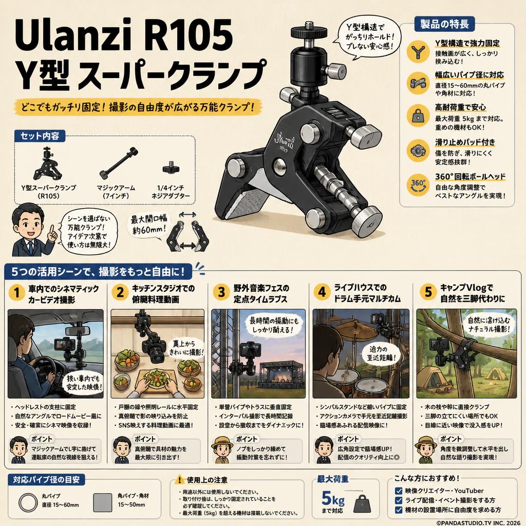 Ulanzi R105 Y型 スーパークランプ 用途