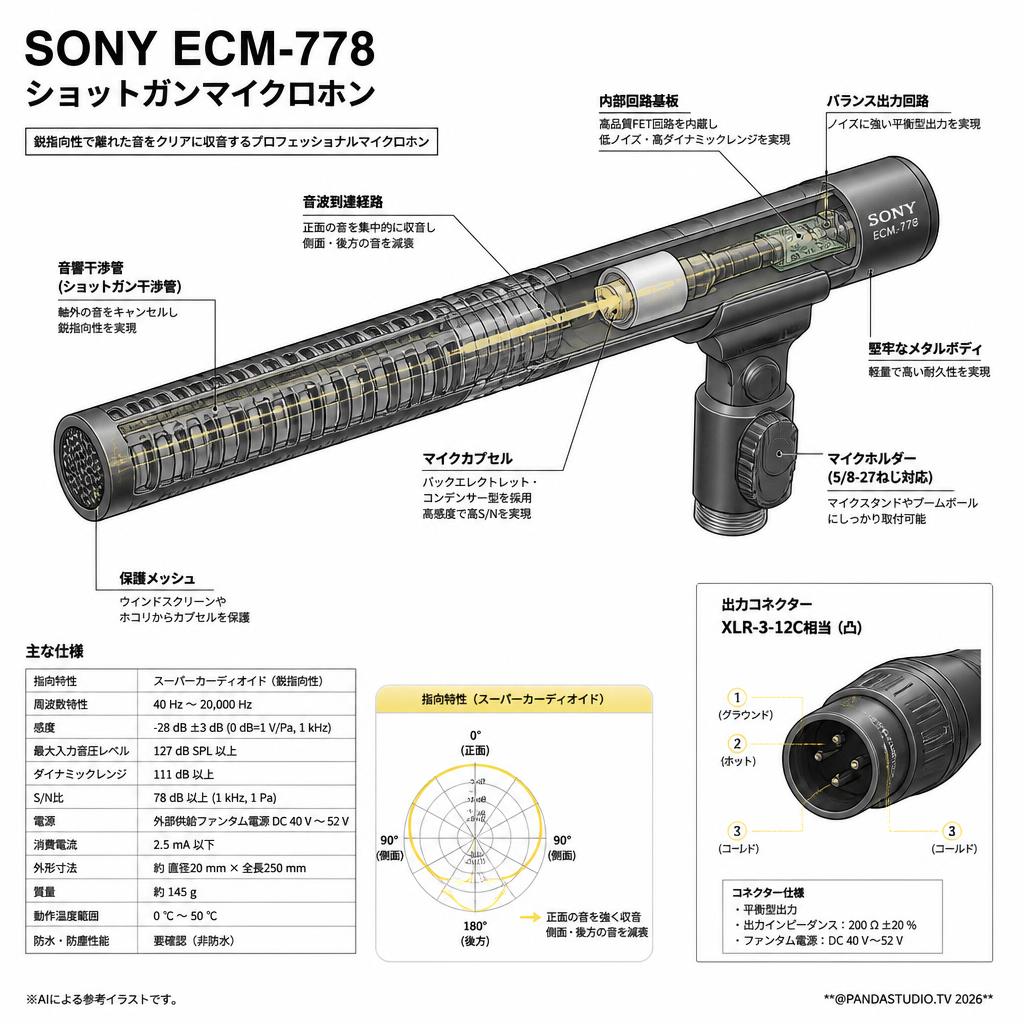SONY ECM-778 ショットガンマイクロホン スペック