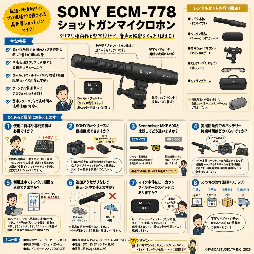SONY ECM-778 ショットガンマイクロホン FAQ（よくある質問と答え）