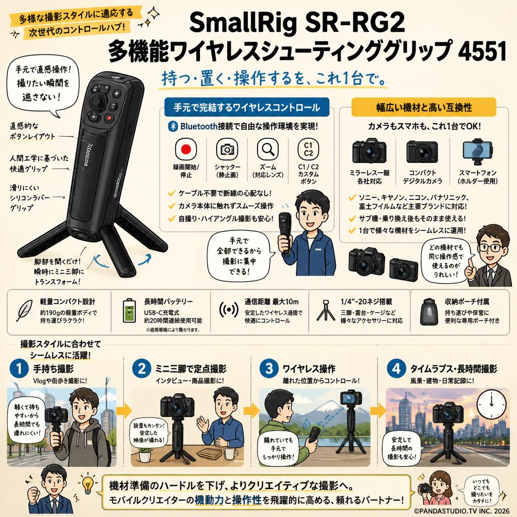 SmallRig SR-RG2 多機能ワイヤレスシューティンググリップ 4551 概要