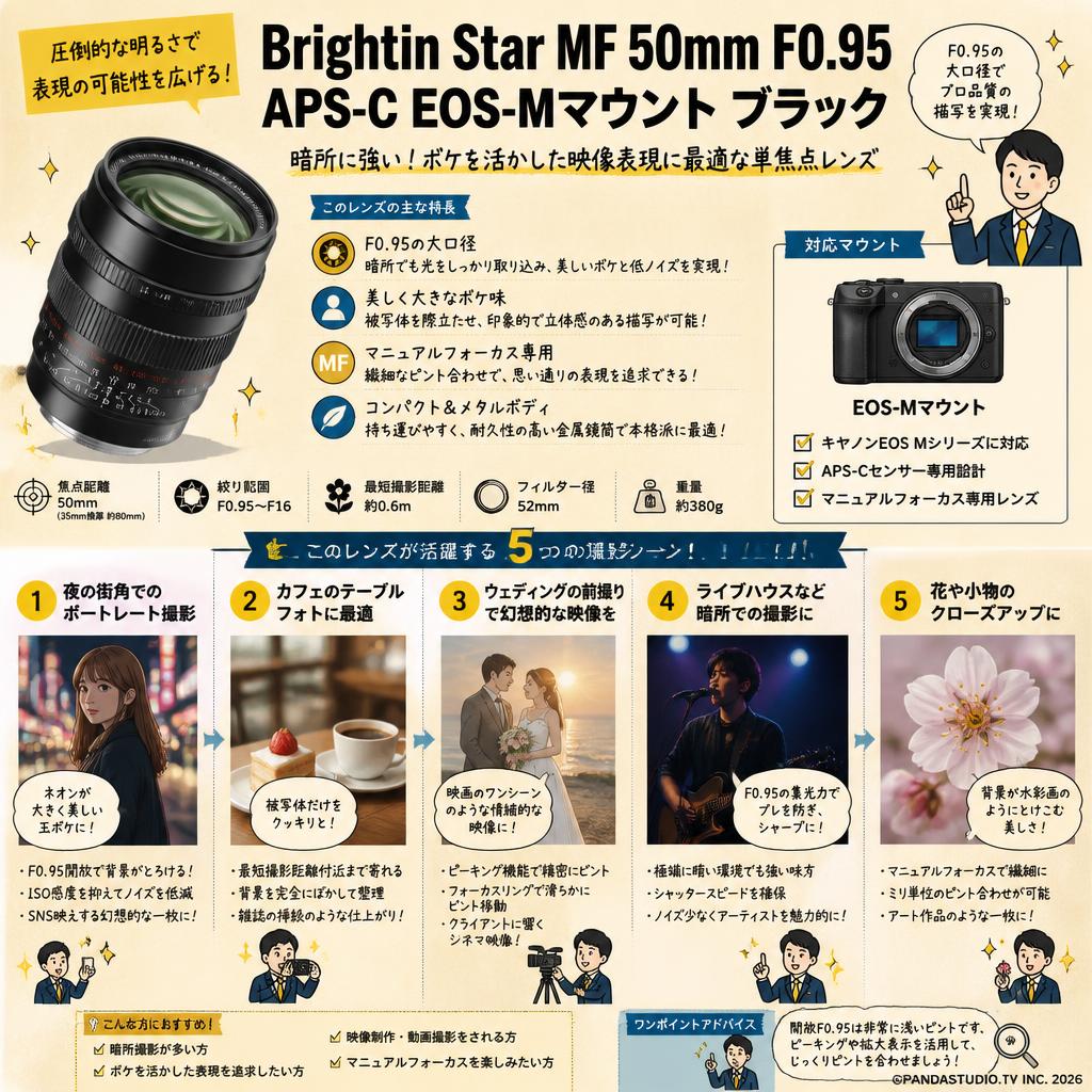 Brightin Star MF 50mm F0.95 APS-C EOS-Mマウントブラック 用途
