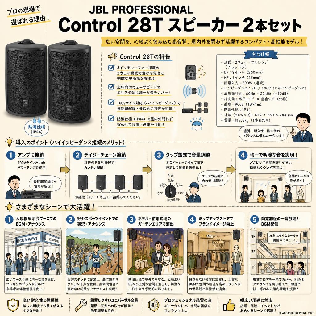 JBL PROFESSIONAL Control 28T スピーカー 2本セット 用途