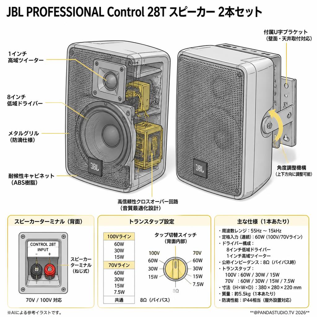 JBL PROFESSIONAL Control 28T スピーカー 2本セット スペック