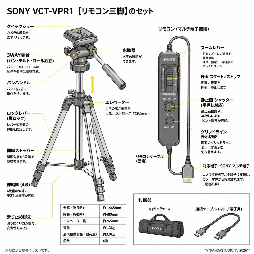 SONY VCT-VPR1 [リモコン三脚]のセット スペック