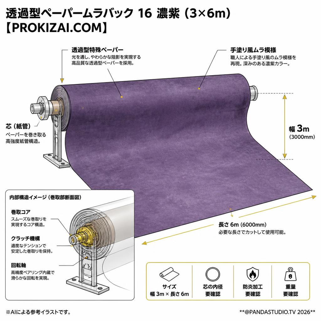透過型ペーパームラバック 16 濃紫 (3×6m)【PROKIZAI.COM】 スペック