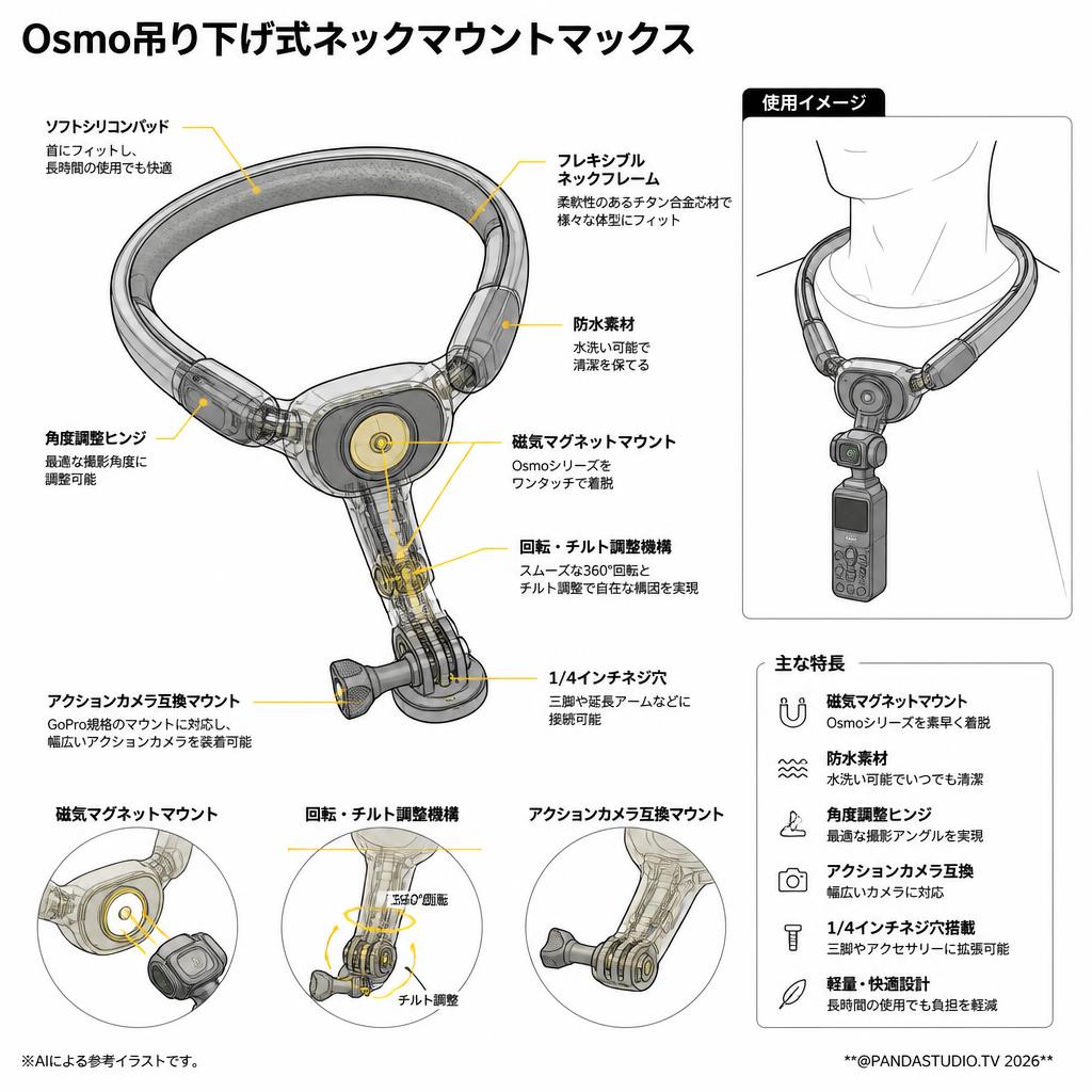 Osmo吊り下げ式ネックマウントマックス スペック