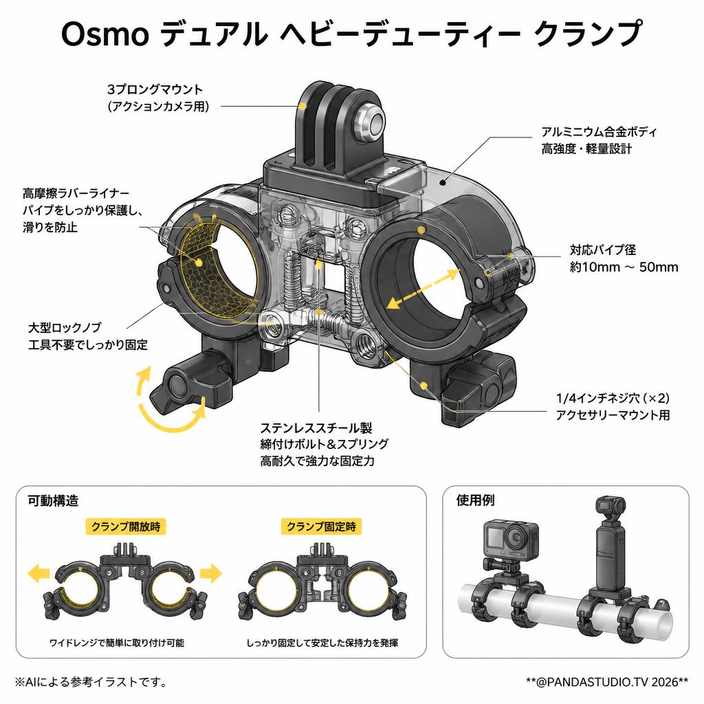 Osmo デュアル ヘビーデューティー クランプ スペック