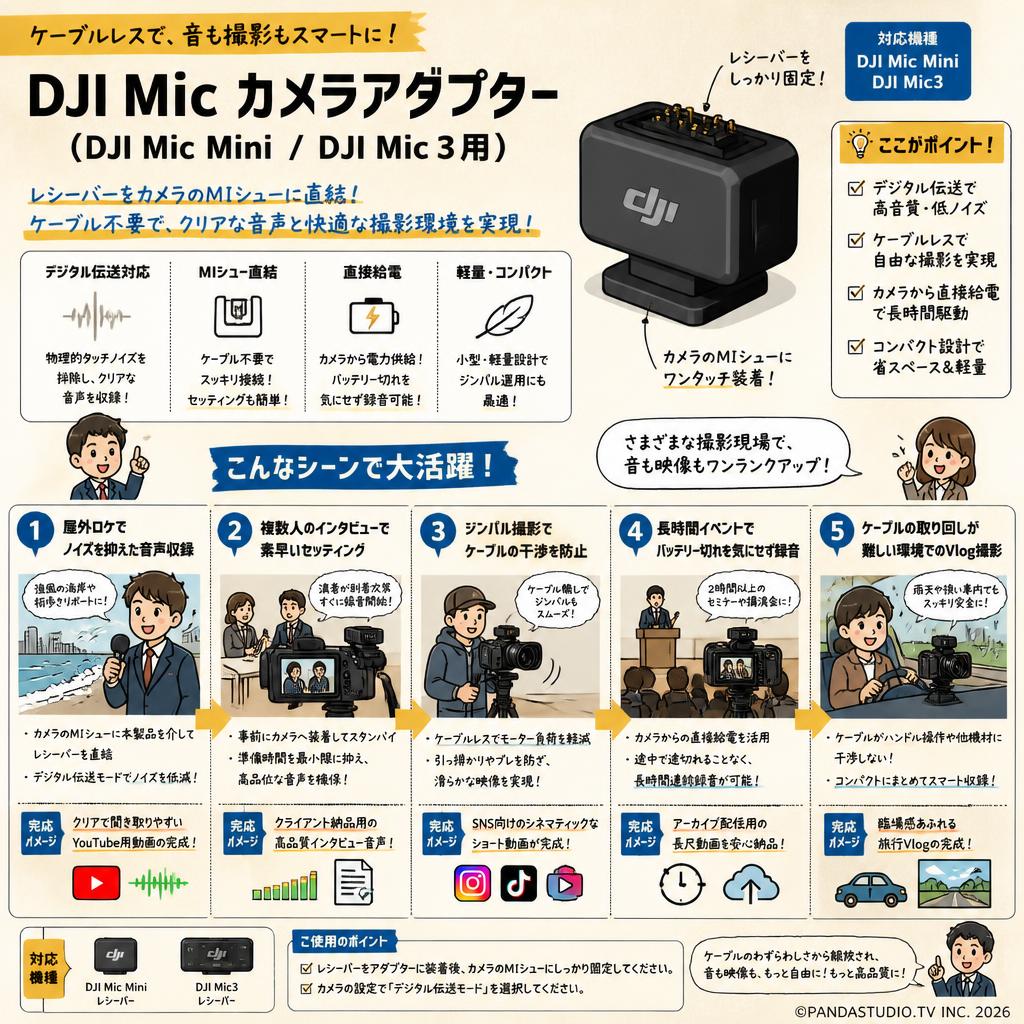 DJI Mic カメラアダプター （ DJI Mic Mini  / DJI Mic3用 ） 用途