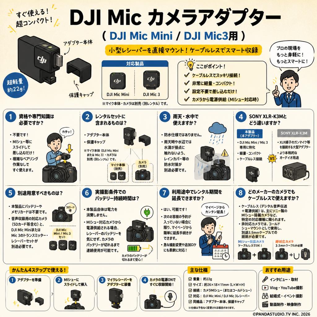 DJI Mic カメラアダプター （ DJI Mic Mini  / DJI Mic3用 ） FAQ（よくある質問と答え）