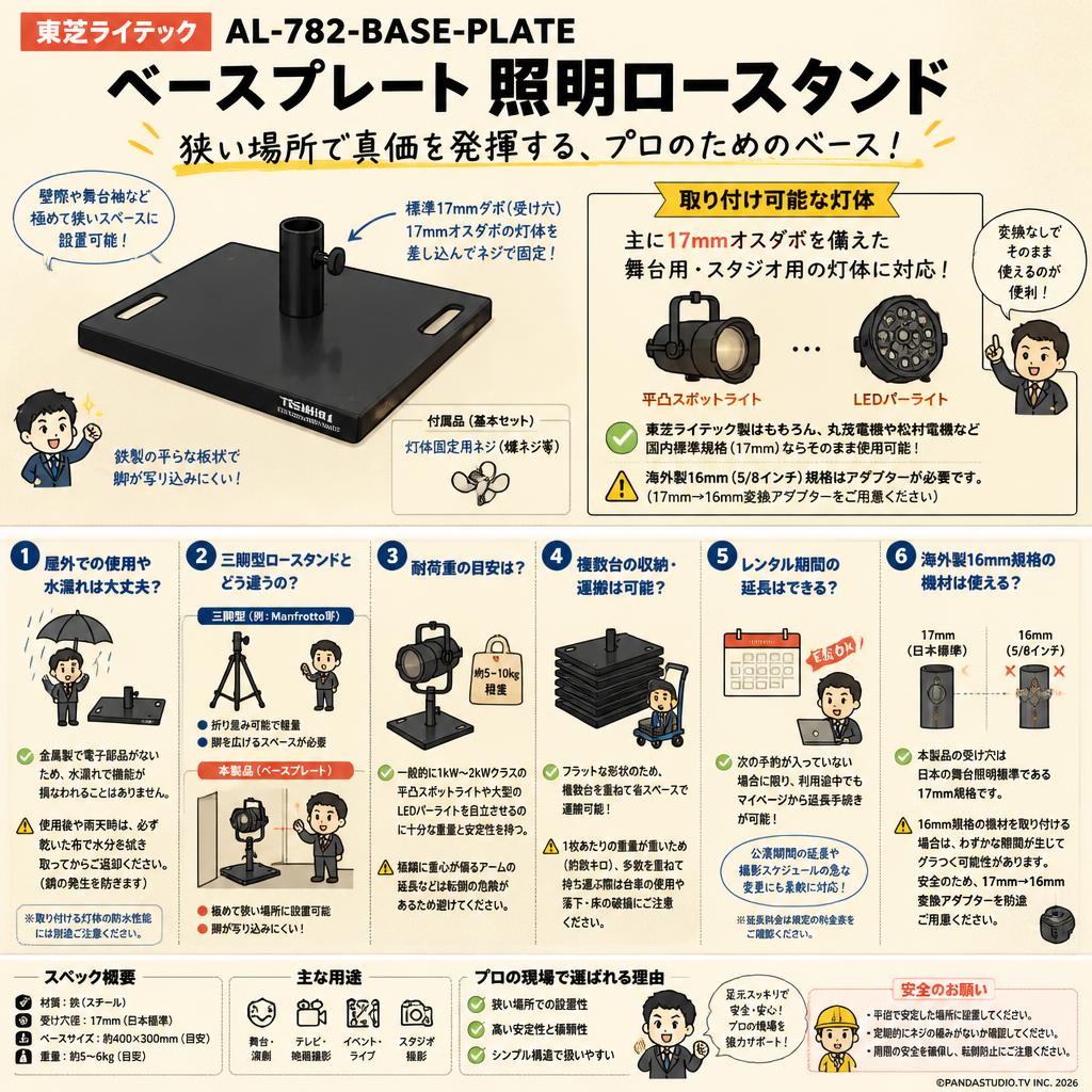 東芝ライテック　AL-782-BASE-PLATE　ベースプレート 照明ロースタンド FAQ（よくある質問と答え）