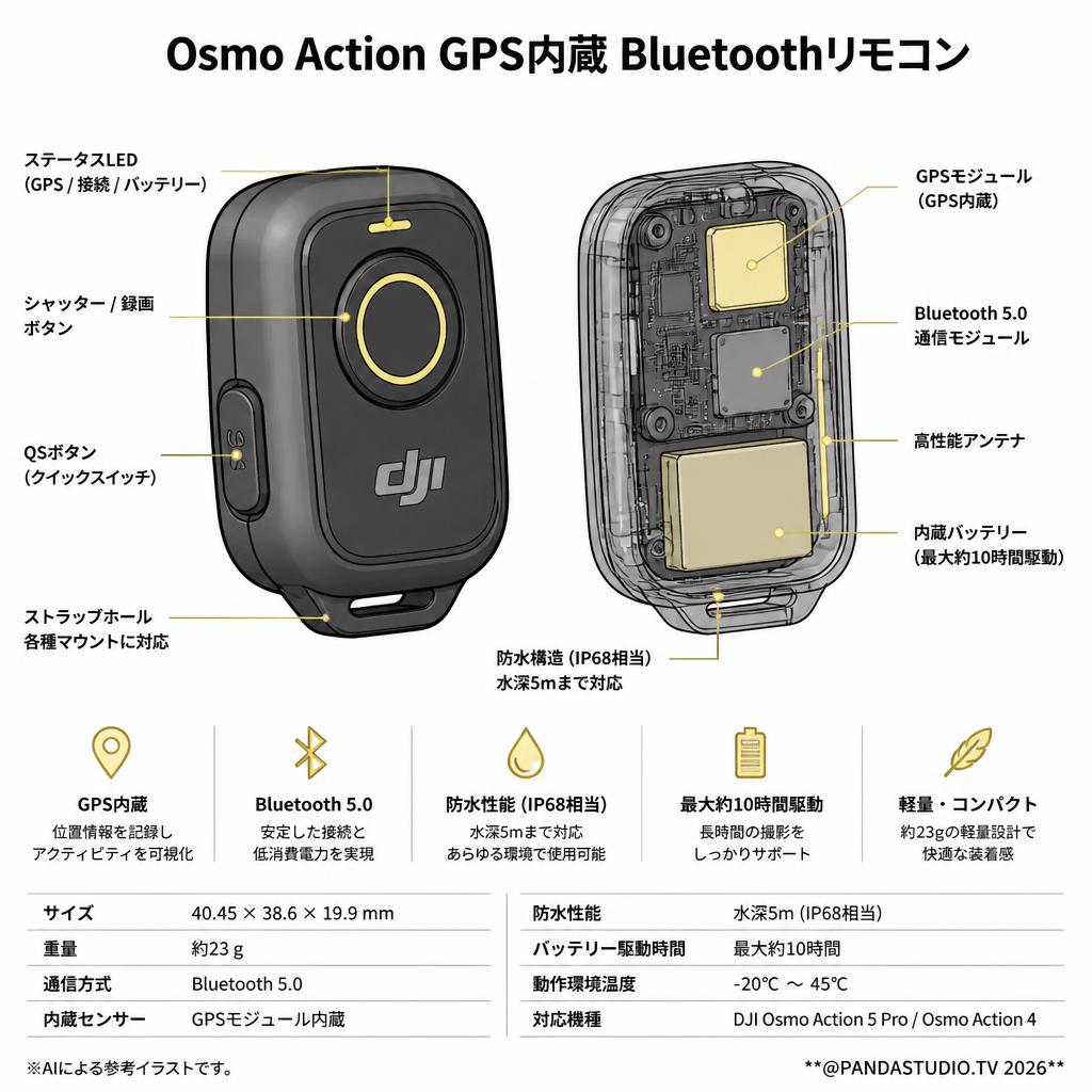 Osmo Action GPS内蔵 Bluetoothリモコン スペック