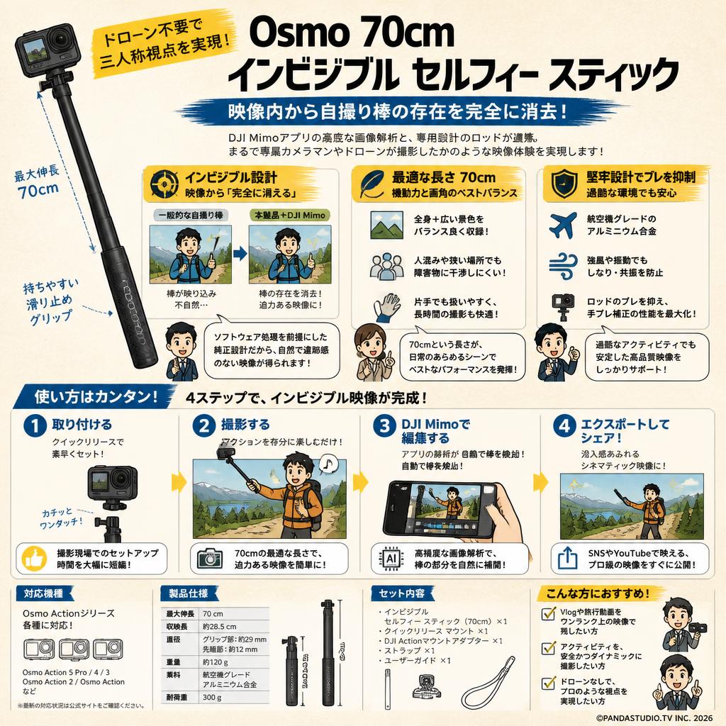 Osmo 70cm インビジブル セルフィー スティック 概要