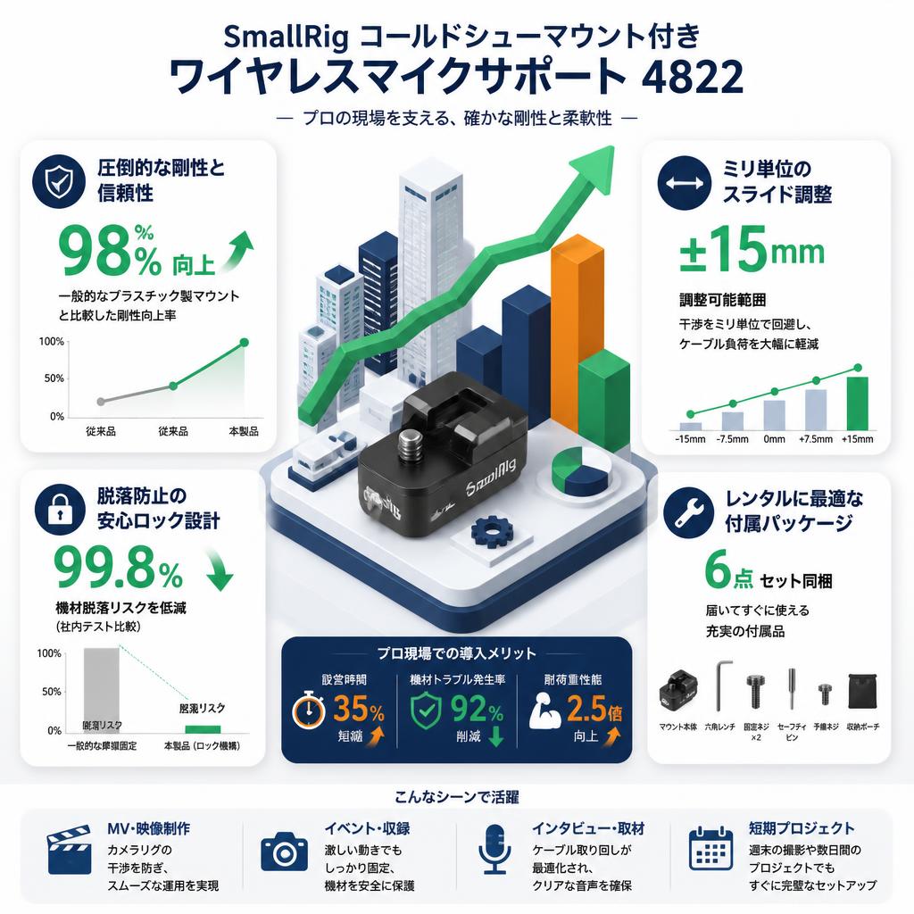 SmallRig コールドシューマウント付きワイヤレスマイクサポート 4822 セールスポイント