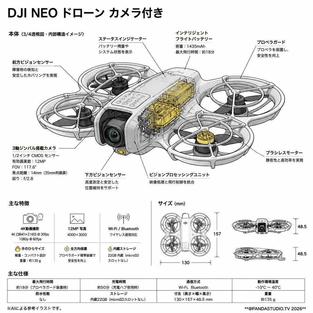 DJI Neo ドローン カメラ付き スペック