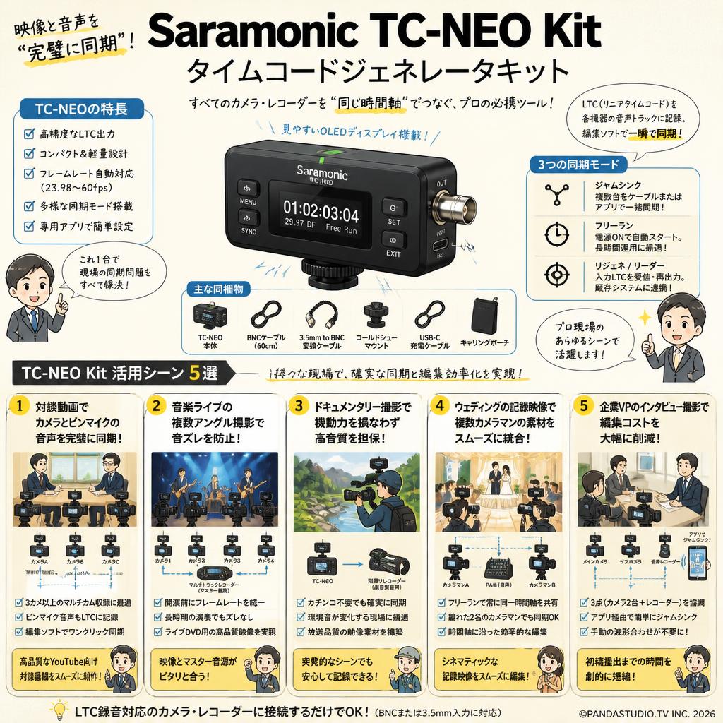Saramonic TC-NEO Kit タイムコードジェネレータキット 用途