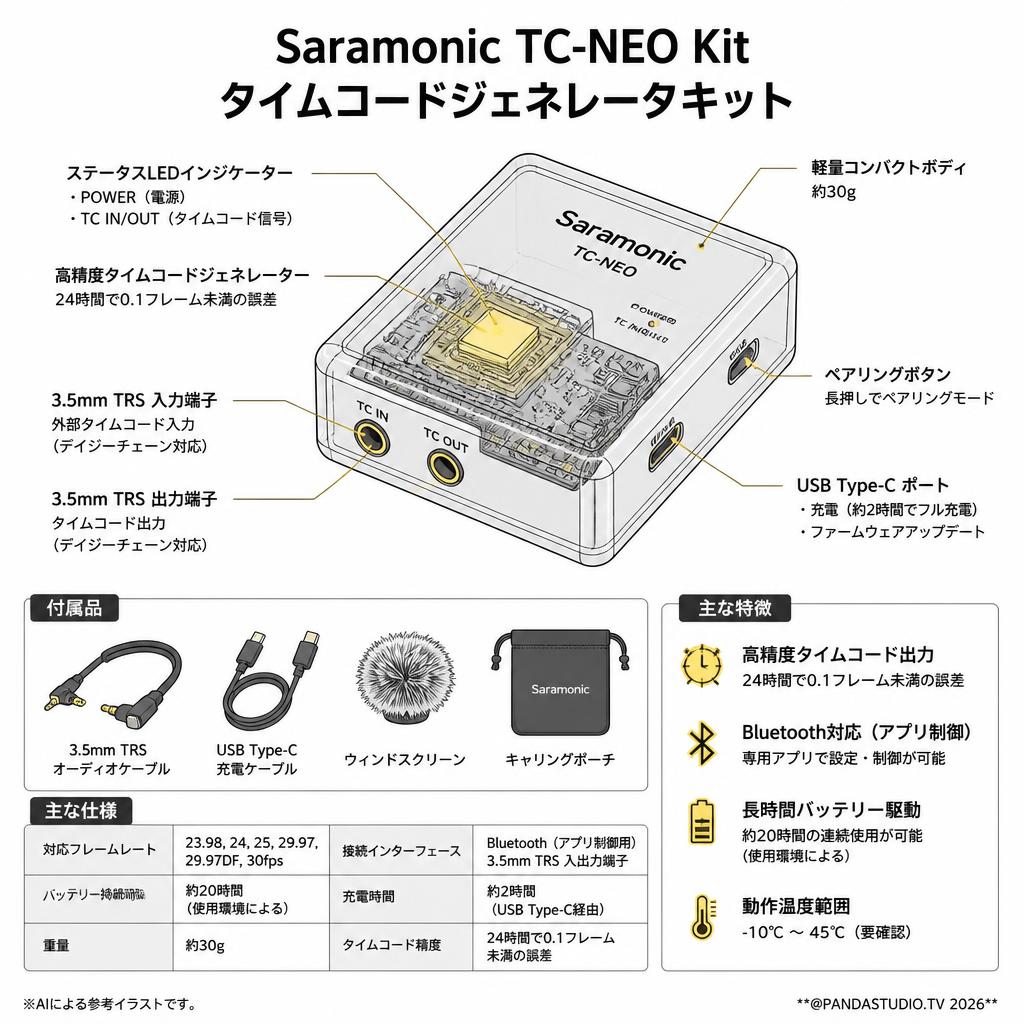 Saramonic TC-NEO Kit タイムコードジェネレータキット スペック