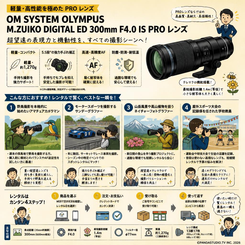 OM SYSTEM OLYMPUS M.ZUIKO DIGITAL ED 300mm F4.0 IS PRO レンズ (オリンパス / OLYMPUS) おもな対象のお客様