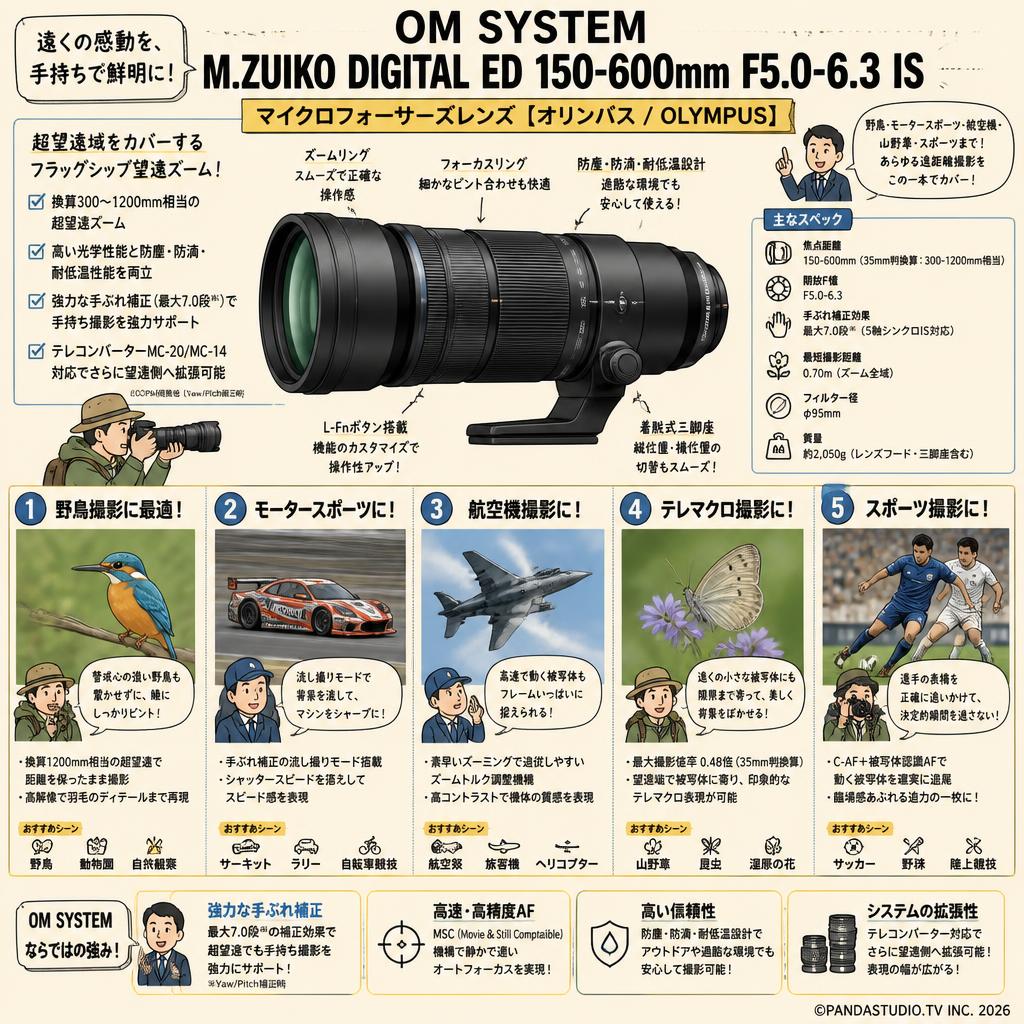 OM SYSTEM M.ZUIKO DIGITAL ED 150-600mm F5.0-6.3 IS マイクロフォーサーズレンズ レンズ (オリンパス / OLYMPUS) 用途