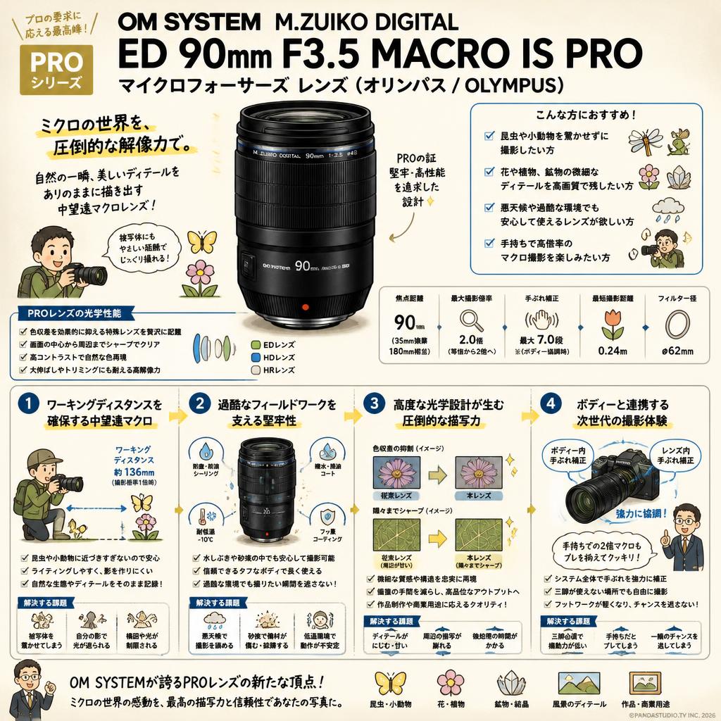 OM SYSTEM M.ZUIKO DIGITAL ED 90mm F3.5 MACRO IS PRO マイクロフォーサーズ レンズ（オリンパス / OLYMPUS) 概要
