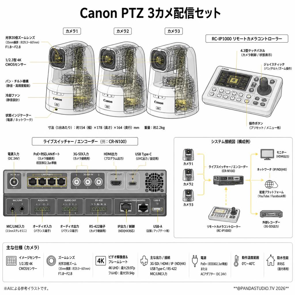 Canon PTZ 3カメ配信セット スペック