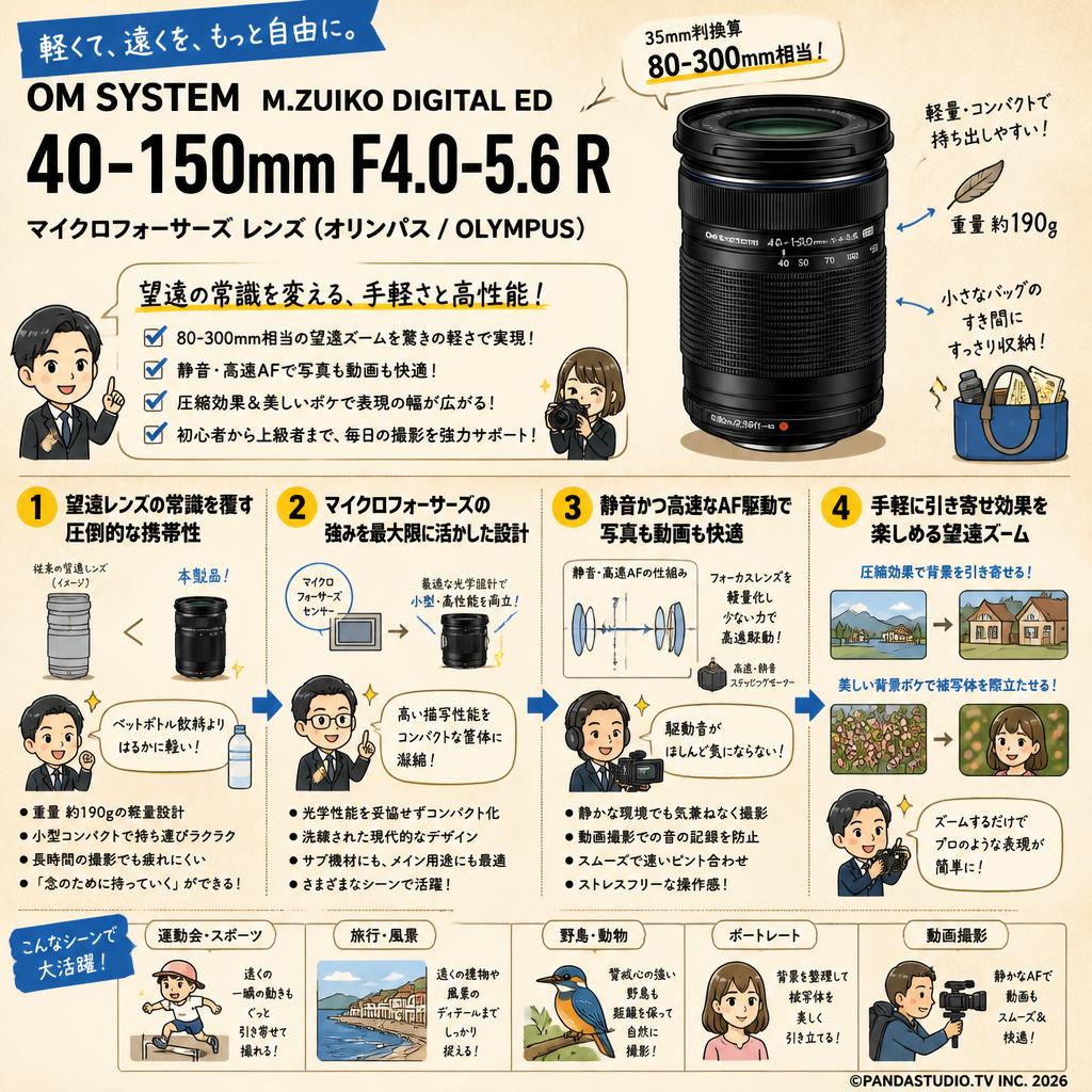 OM SYSTEM M.ZUIKO DIGITAL ED 40-150mm F4.0-5.6 R マイクロフォーサーズ レンズ（オリンパス / OLYMPUS) 概要
