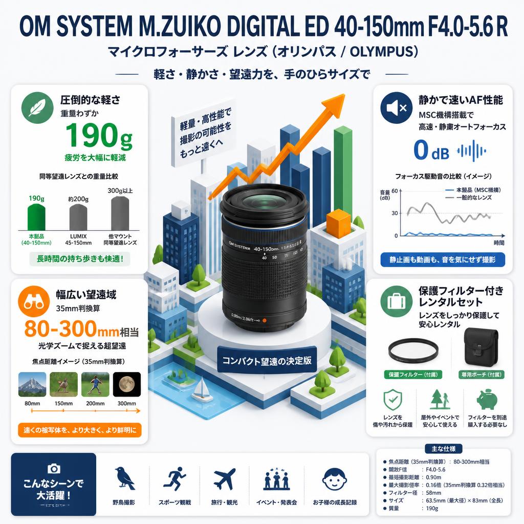OM SYSTEM M.ZUIKO DIGITAL ED 40-150mm F4.0-5.6 R マイクロフォーサーズ レンズ（オリンパス / OLYMPUS) セールスポイント