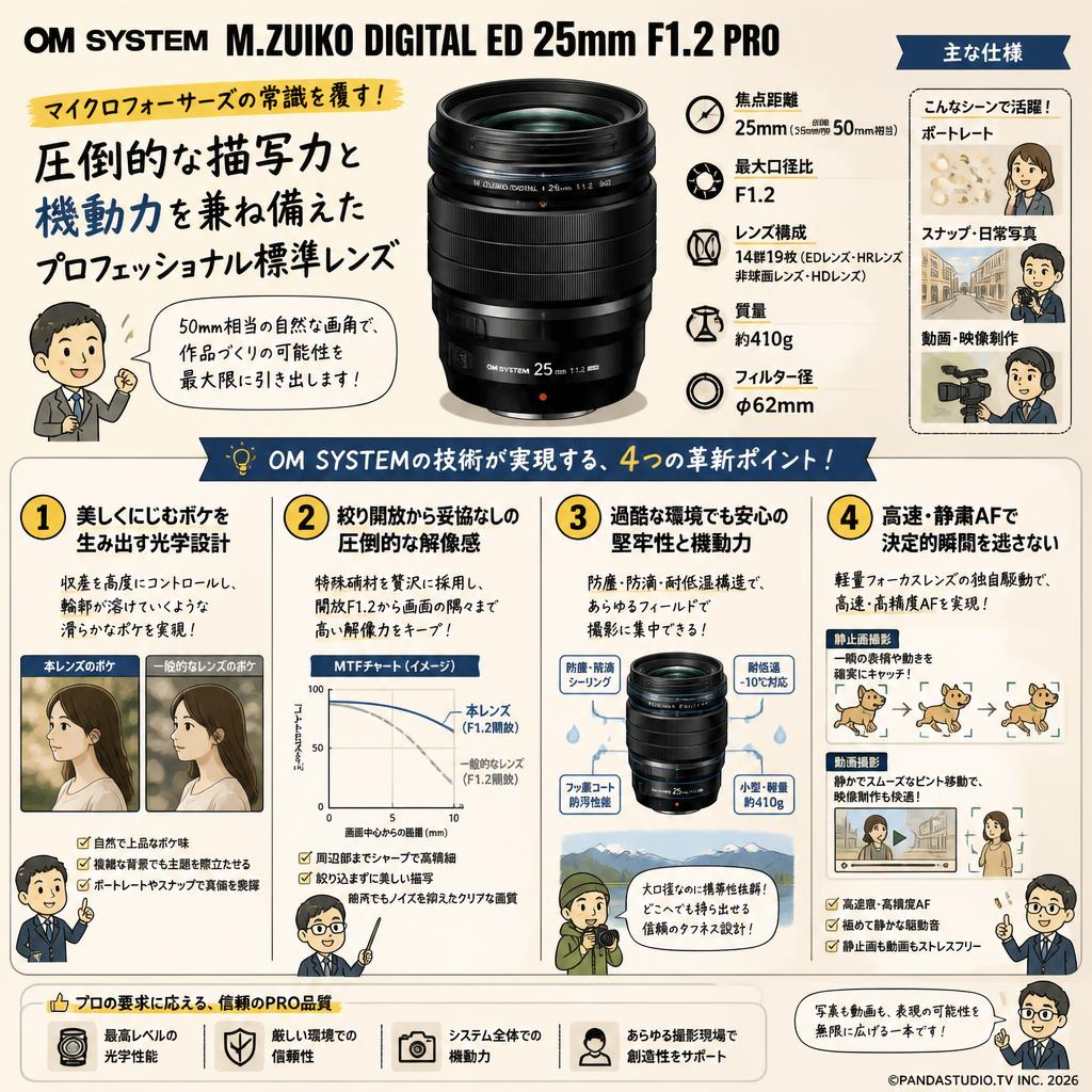 OM SYSTEM M.ZUIKO DIGITAL ED 25mm F1.2 PRO マイクロフォーサーズ レンズ（オリンパス / OLYMPUS) 概要