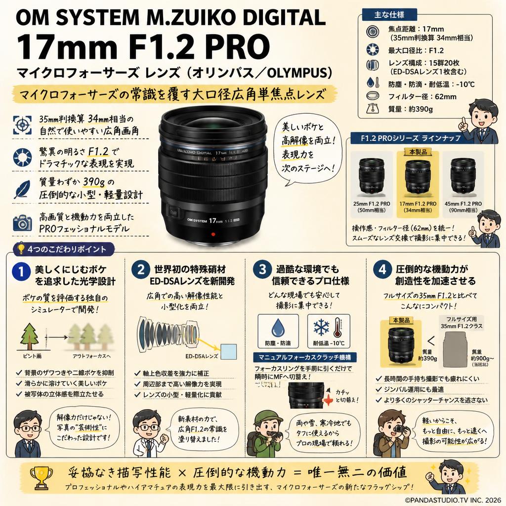OM SYSTEM M.ZUIKO DIGITAL 17mm F1.2 PRO マイクロフォーサーズ レンズ (オリンパス / OLYMPUS) 概要