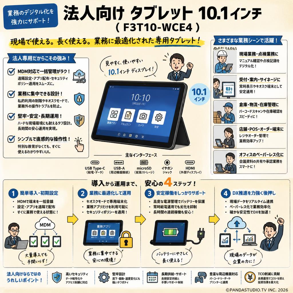 法人向け タブレット 10.1インチ ( F3T10-WCE4 ) 概要