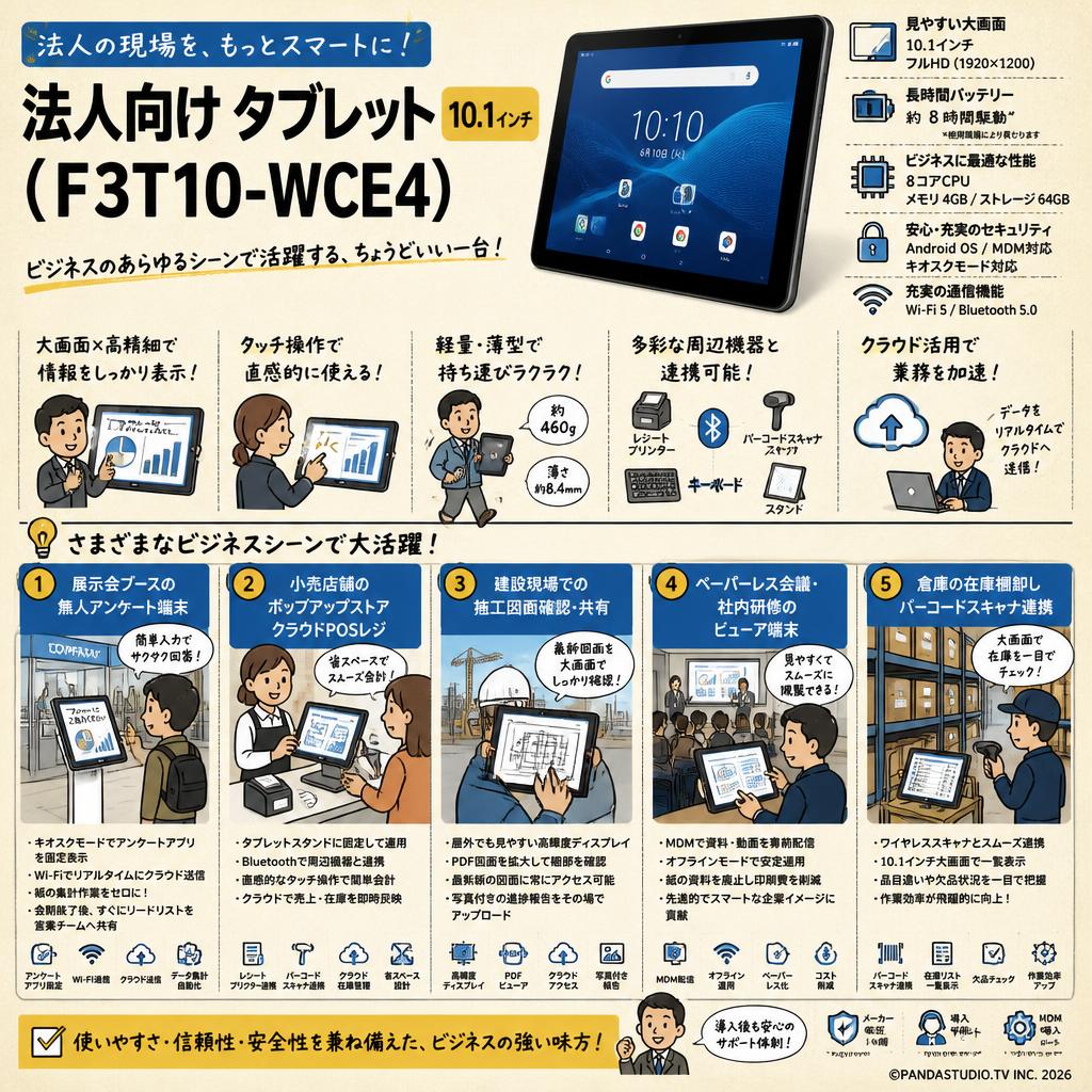 法人向け タブレット 10.1インチ ( F3T10-WCE4 ) 用途