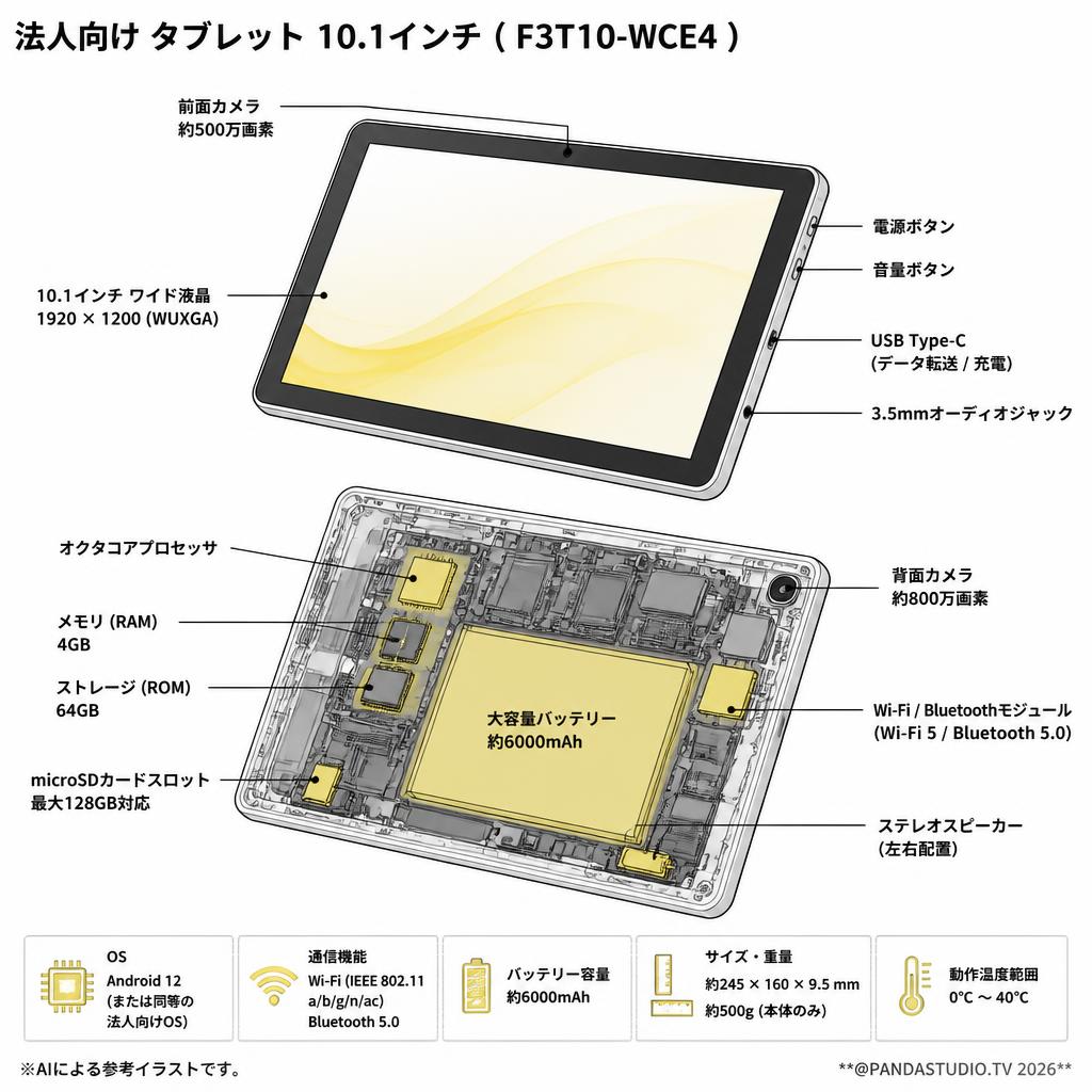 法人向け タブレット 10.1インチ ( F3T10-WCE4 ) スペック