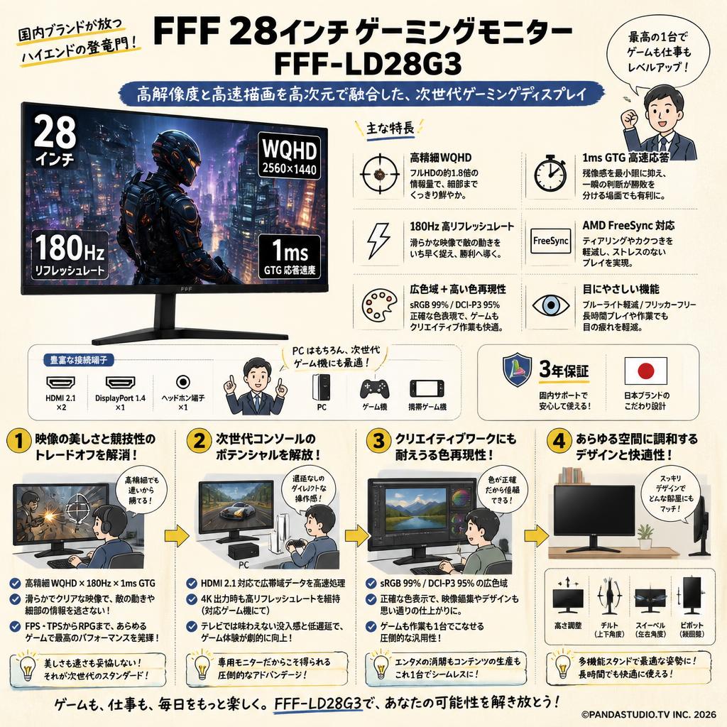 FFF 28インチ ゲーミングモニター FFF-LD28G3 概要