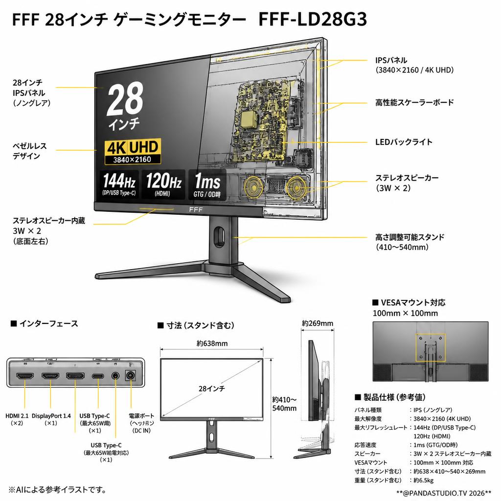 FFF 28インチ ゲーミングモニター FFF-LD28G3 スペック