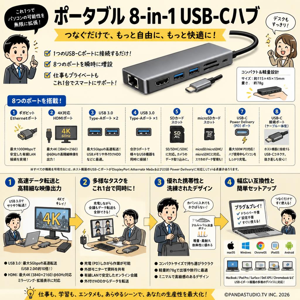Portable 8-in-1 USB-C Hub 概要