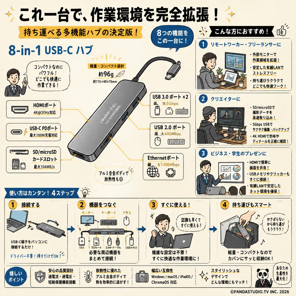 Portable 8-in-1 USB-C Hub おもな対象のお客様