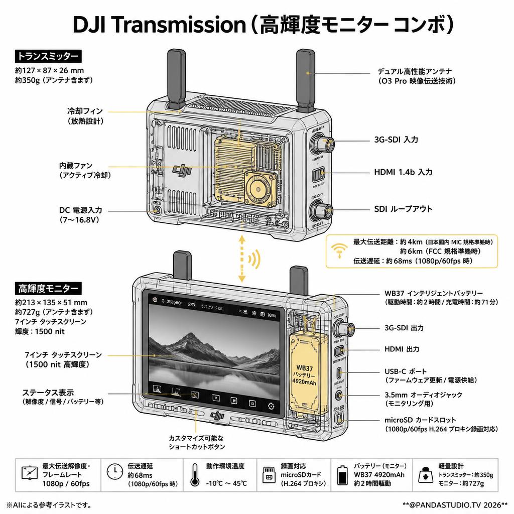 DJI Transmission（高輝度モニター コンボ） スペック