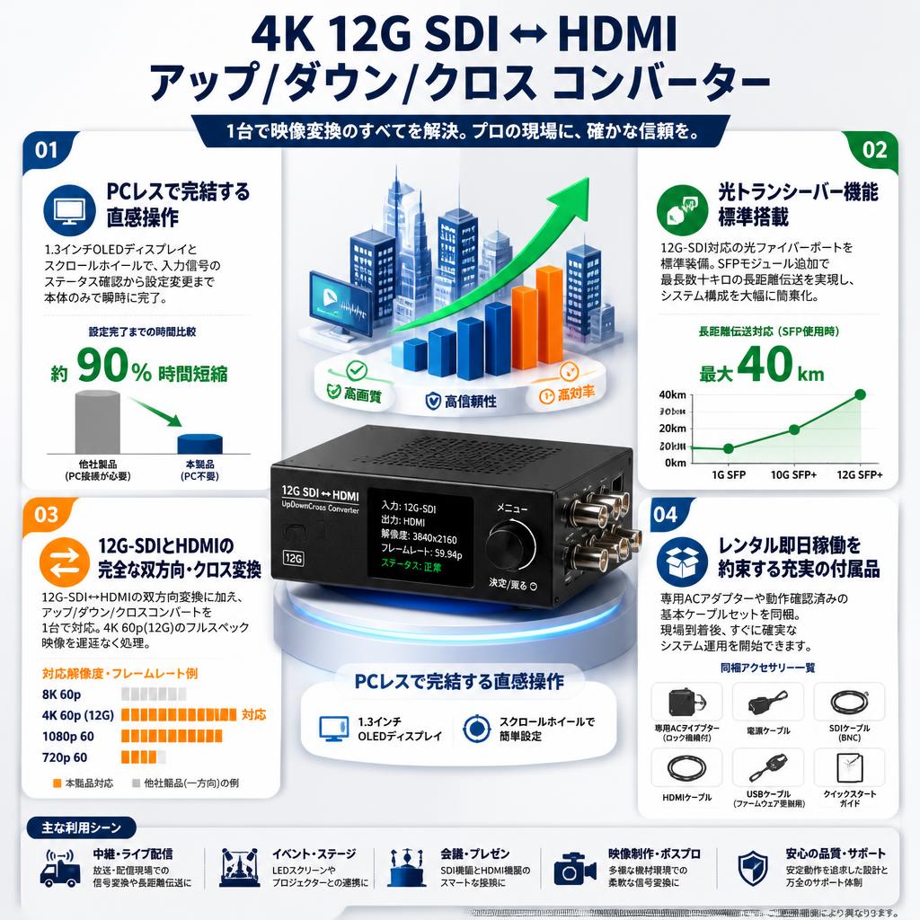 Science Image Flow 2 4K 12G SDI to HDMI UpDownCross Converters セールスポイント