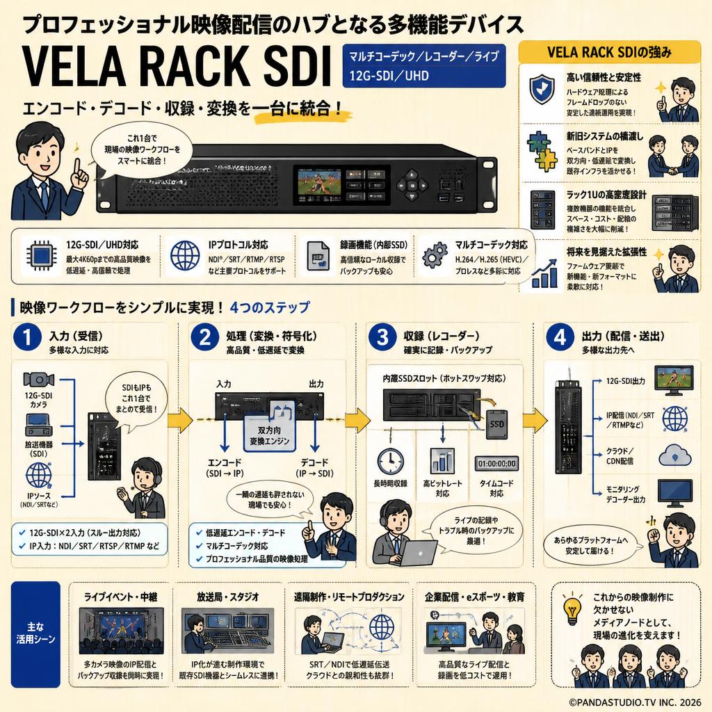Science Image VELA RACK SDIマルチコーデック/レコーダー/ライブ 12G-SDI/UHD 概要