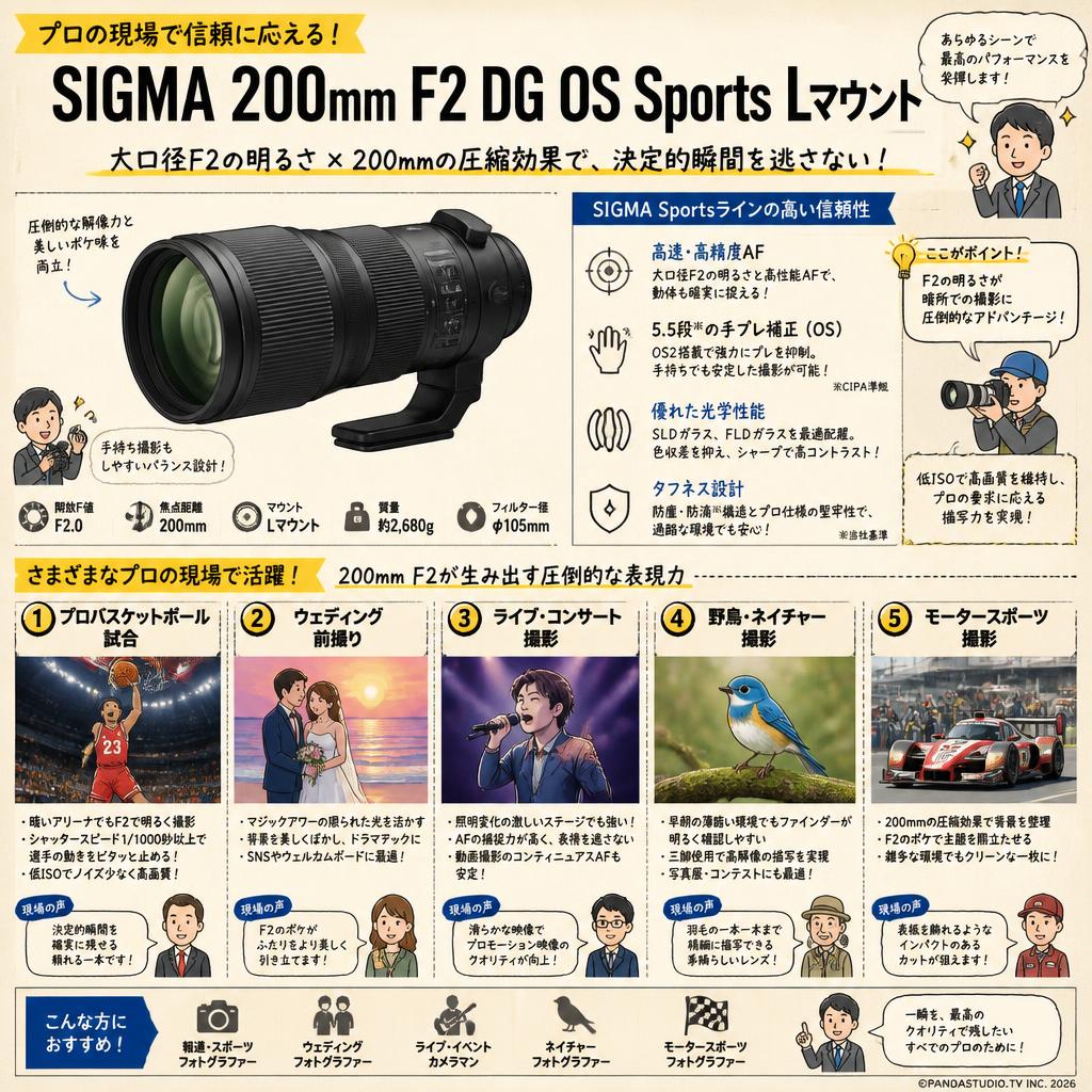 SIGMA 200mm F2 DG OS Sports Lマウント 用途