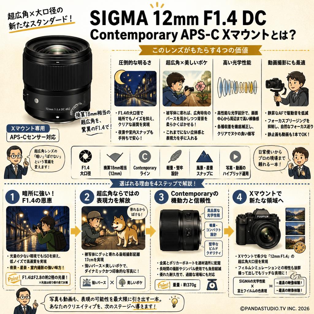 SIGMA 12mm F1.4 DC Contemporary APS-C Xマウント 概要