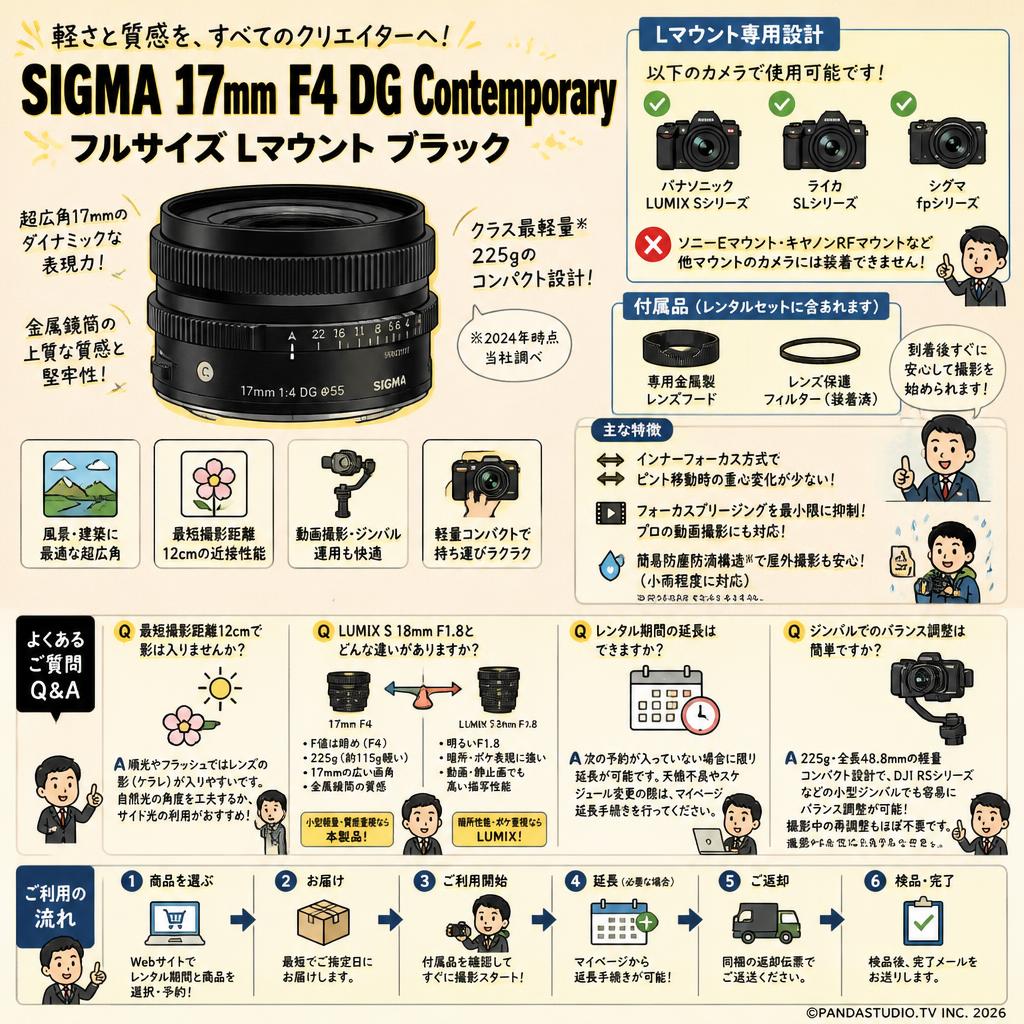 SIGMA 17mm F4 DG Contemporary フルサイズ Lマウント ブラック FAQ（よくある質問と答え）