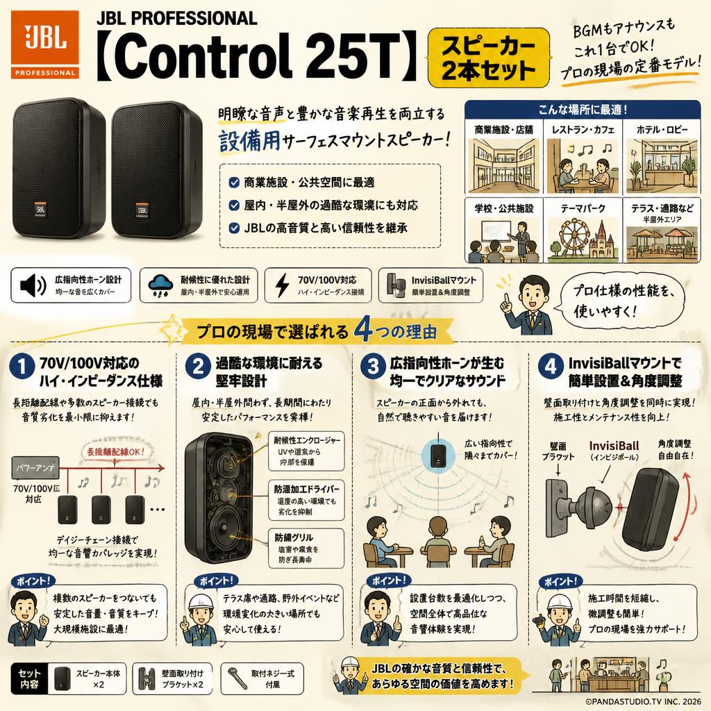 JBL PROFESSIONAL【Control 25T】 スピーカー 2本セット 概要