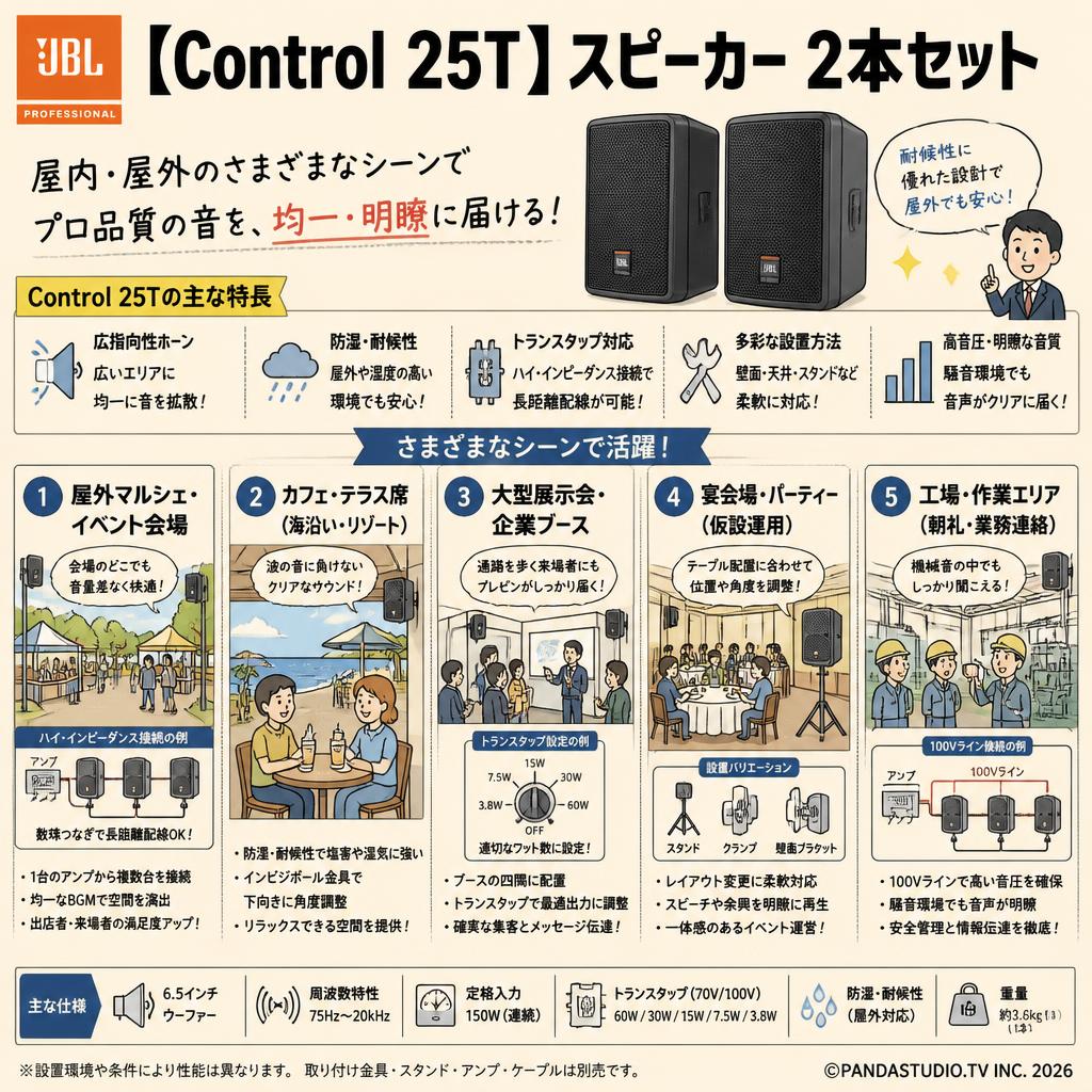 JBL PROFESSIONAL【Control 25T】 スピーカー 2本セット 用途
