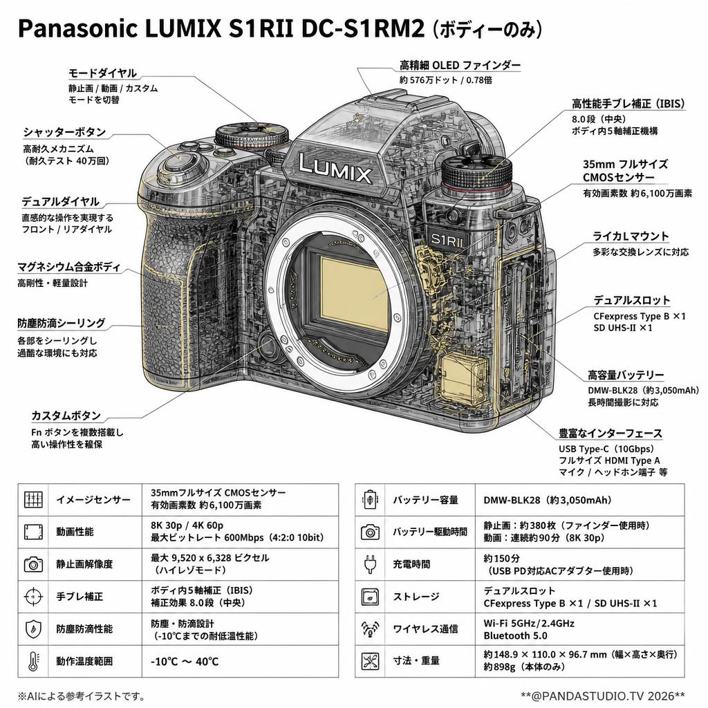 Panasonic LUMIX S1RII DC-S1RM2（ボディーのみ） スペック