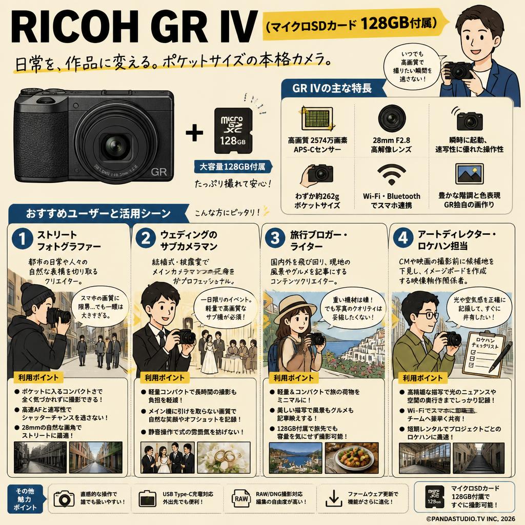 RICOH GR IV (マイクロSDカード 128GB付属） おもな対象のお客様