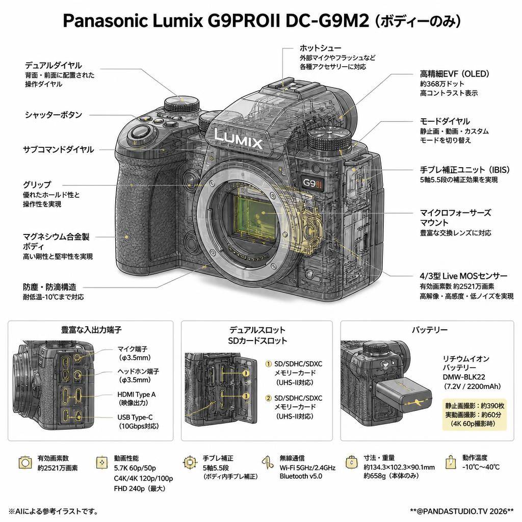 Panasonic Lumix G9PROII DC-G9M2（ボディーのみ） スペック